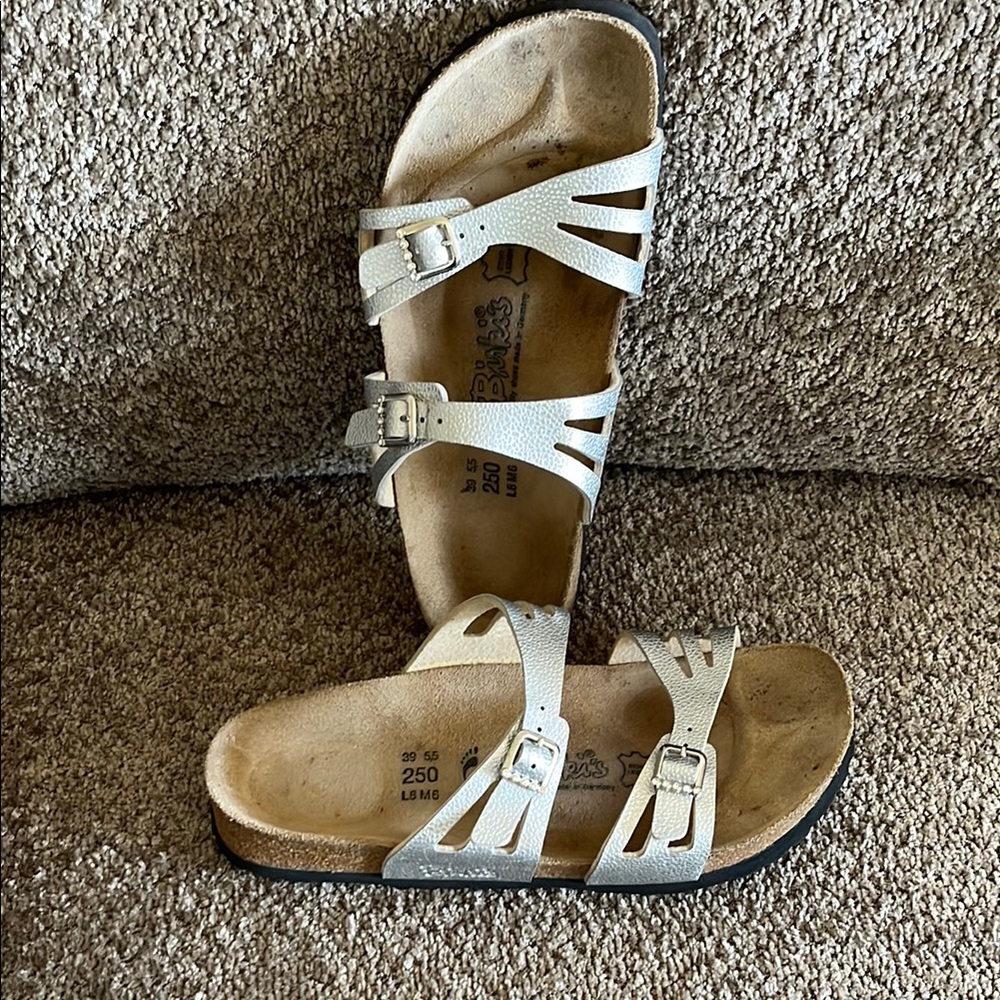 Birkenstock Cream Sandals with Cork Footbed